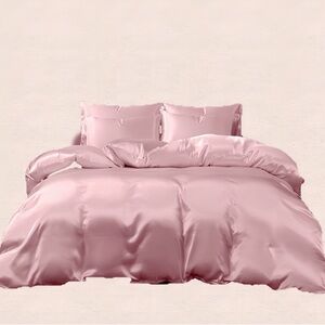 Silk Satin Bed Linen Set, Queen, Rose Pink, 6pcs🤩🤩🤩🤩🤩🤩